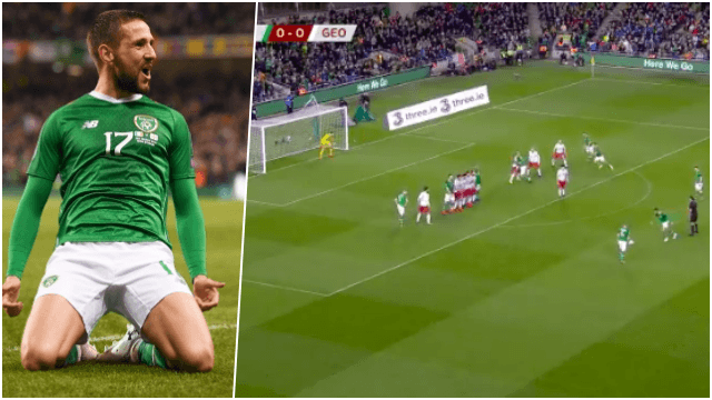 Conor Hourihane opens scoring against Georgia with stunning free kick Conor Hourihane opens scoring against Georgia with stunning free kick