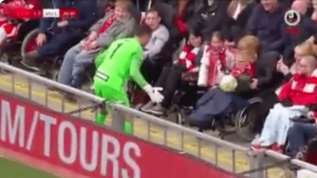 Jerzy Dudek halts Liverpool Legends match to play with a disabled fan Jerzy Dudek halts Liverpool Legends match to play with a disabled fan