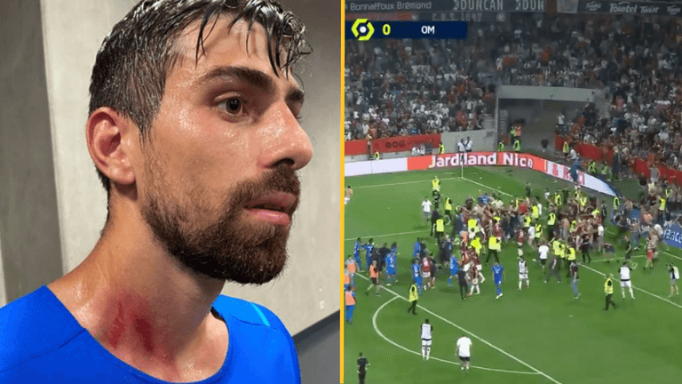 Players left bleeding and with ‘strangle marks’ after Nice v Marseille carnage