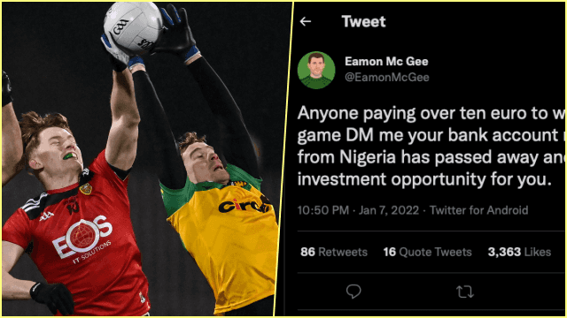 Eammon McGee’s hilarious tweet about the price of streaming GAA games hits the nail on the head