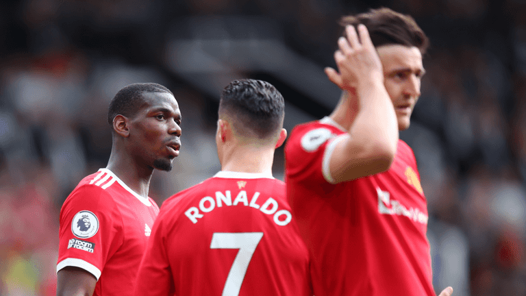 Paul Pogba needed medical attention after Harry Maguire accidentally kicked him in the head Paul Pogba needed medical attention after Harry Maguire accidentally kicked him in the head