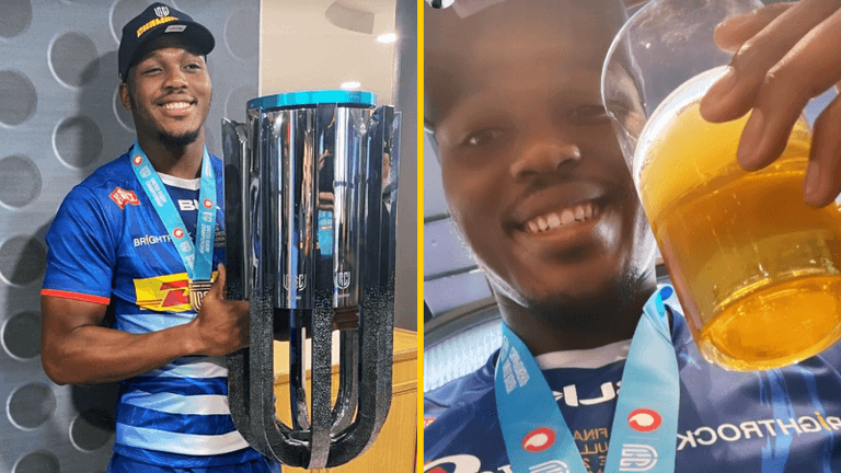 Stormers’ Hacjivah Dayimani still celebrating URC triumph in full kit, four days later Stormers’ Hacjivah Dayimani still celebrating URC triumph in full kit, four days later