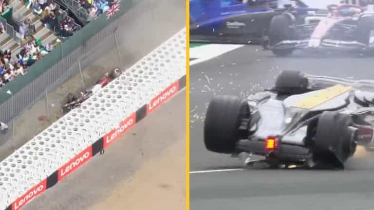 Zhou Guanyu involved in horrific crash as British GP red flagged Zhou Guanyu involved in horrific crash as British GP red flagged