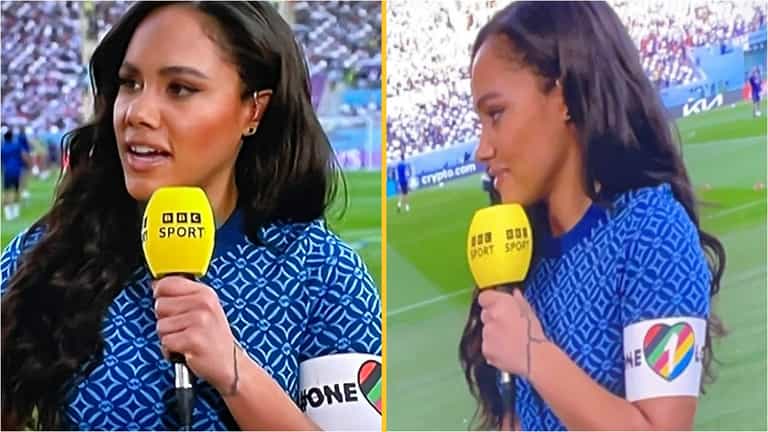 Alex Scott praised for wearing One Love armband at England game Alex Scott praised for wearing One Love armband at England game