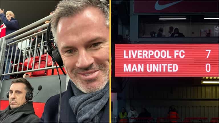 Jamie Carragher claims Gary Neville has ‘cried off’ from Monday Night Football after Man United trouncing Jamie Carragher claims Gary Neville has ‘cried off’ from Monday Night Football after Man United trouncing