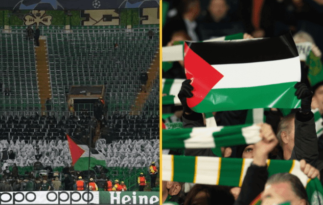 Celtic face UEFA disciplinary action after Palestinian flags flown at Champions League match