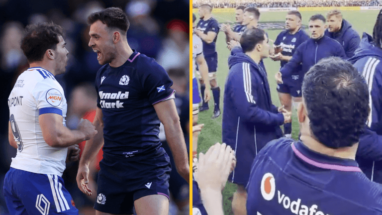 Antoine Dupont has tense moment with Scottish rival after Six Nations full time