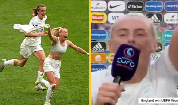 Chloe Kelly runs off with BBC microphone in brilliant, hectic post-match interview Chloe Kelly runs off with BBC microphone in brilliant, hectic post-match interview