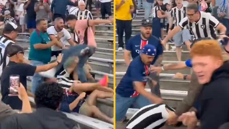 PSG fan appears to stamp on Botofogo fan’s head in ugly Club World Cup brawl PSG fan appears to stamp on Botofogo fan’s head in ugly Club World Cup brawl
