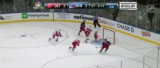 VINE: Detroit Red Wings keeper Jonas Gustavsson made the save of his life last night