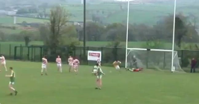 Aghyaran goalkeeper scores goal in incredible sweeping move Aghyaran goalkeeper scores goal in incredible sweeping move