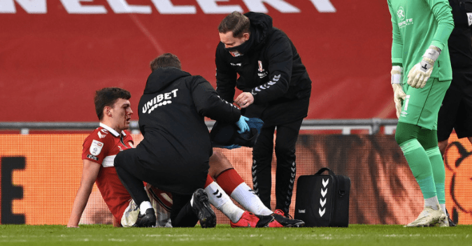 Middlesbrough player left bleeding after kick to head, somehow denied penalty Middlesbrough player left bleeding after kick to head, somehow denied penalty