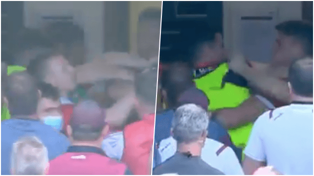Brawl breaks out between Mayo and Galway players at half-time Brawl breaks out between Mayo and Galway players at half-time