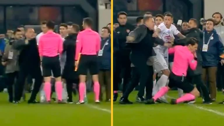Turkish league suspended after club president punches referee on the pitch Turkish league suspended after club president punches referee on the pitch