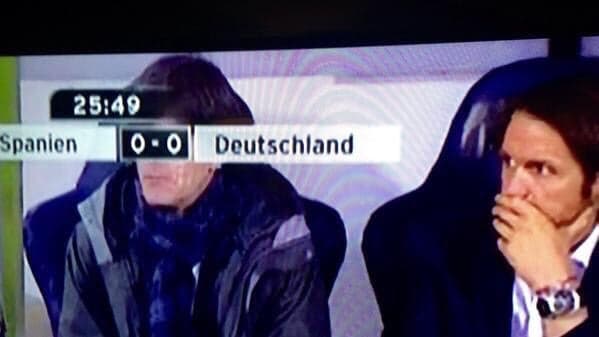 PIC: Joachim Loew looks like he’s wearing a pair of novelty glasses PIC: Joachim Loew looks like he’s wearing a pair of novelty glasses
