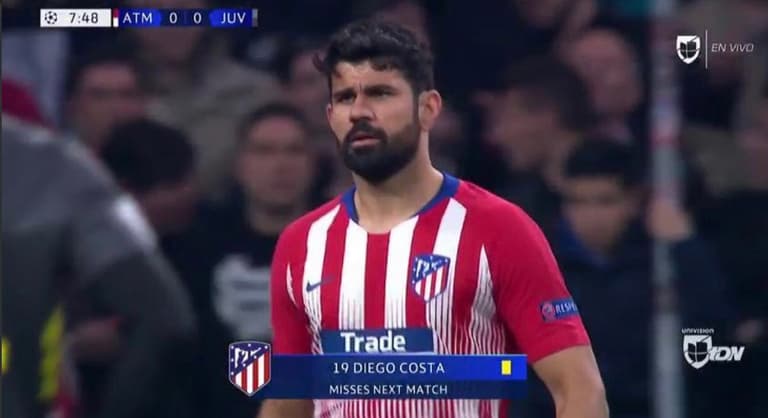 Diego Costa to miss second leg after picking up mindless booking Diego Costa to miss second leg after picking up mindless booking
