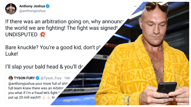 Anthony Joshua lays Tyson Fury out in the first round of their online spat