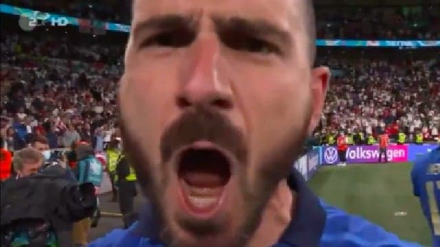 Leonardo Bonucci stares straight down the lens and tells England how it is