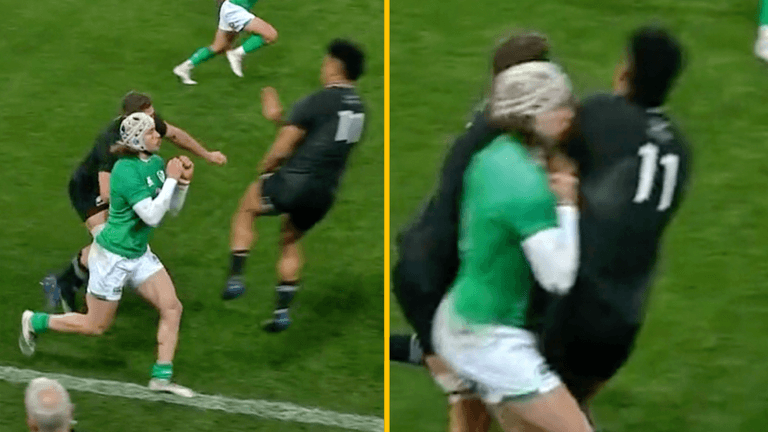 Leicester Fainga’anuku escapes red card after brutal collision with Mack Hansen Leicester Fainga’anuku escapes red card after brutal collision with Mack Hansen