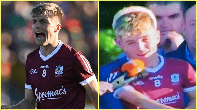 Ecstatic Galway Minor captain accidentally swears during victory speech on live TV Ecstatic Galway Minor captain accidentally swears during victory speech on live TV