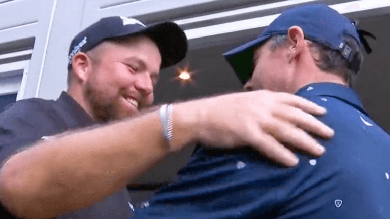 “You’ve won enough!” – Shane Lowry and Rory McIlroy embrace after Wentworth nerve-shredder “You’ve won enough!” – Shane Lowry and Rory McIlroy embrace after Wentworth nerve-shredder