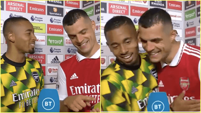 Gabriel Jesus can’t resist poking fun at Granit Xhaka who picks up his first Man of the match award Gabriel Jesus can’t resist poking fun at Granit Xhaka who picks up his first Man of the match award