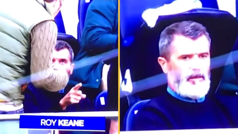 Fan chooses poor time to approach Roy Keane at NFL London Fan chooses poor time to approach Roy Keane at NFL London