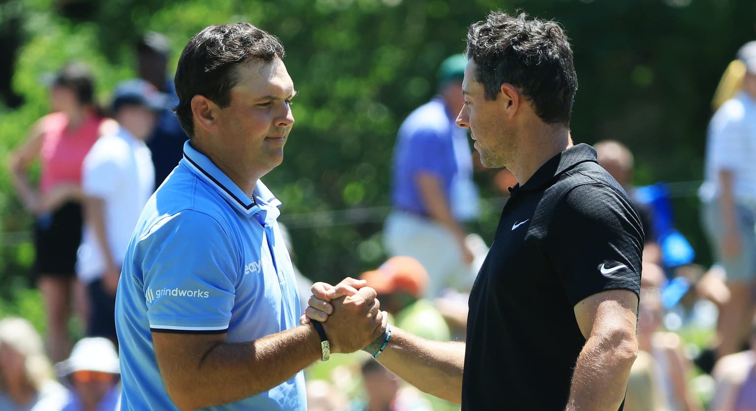 Patrick Reed lobs a tee at Rory McIlory after being blanked by the Down man in Dubai
