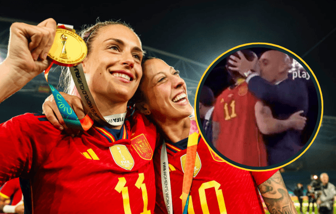 Spanish FA president criticised for kissing player and dressing room proposal after World Cup win Spanish FA president criticised for kissing player and dressing room proposal after World Cup win