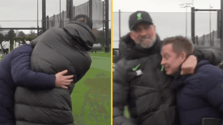 Jurgen Klopp gets Sky Sports reporter in a headlock Jurgen Klopp gets Sky Sports reporter in a headlock