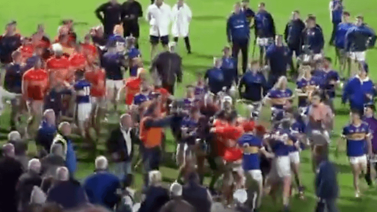 Huge post-match brawl involving players and management erupts in Laois SHC Huge post-match brawl involving players and management erupts in Laois SHC