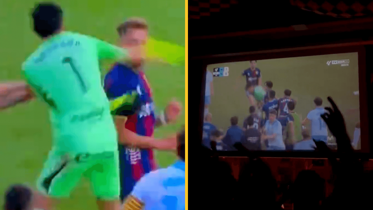 Amazing scenes as pub reacts to crazy punch in big Spanish clash