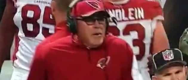 VINE: Bruce Arians chances his arm by telling referee that his challenge flag fell out of his pocket VINE: Bruce Arians chances his arm by telling referee that his challenge flag fell out of his pocket
