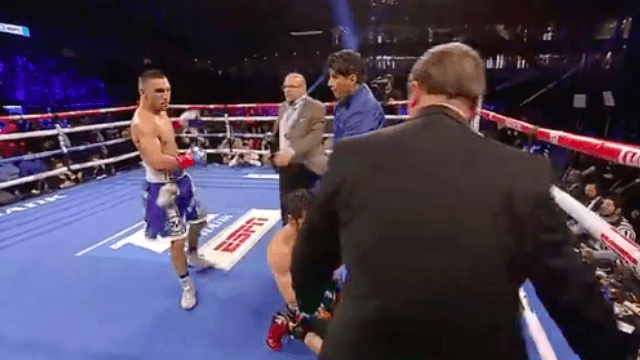 Brooklyn boxer’s disrespectful celebration did not go down well with opponent’s corner Brooklyn boxer’s disrespectful celebration did not go down well with opponent’s corner