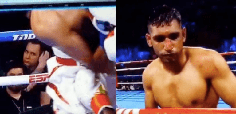 Amir Khan unable to continue against Terence Crawford after punch to groin Amir Khan unable to continue against Terence Crawford after punch to groin