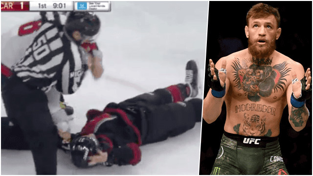 Conor McGregor congratulates ice hockey player on brutal knockout Conor McGregor congratulates ice hockey player on brutal knockout