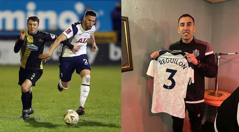 Tottenham give Marine players fresh shirts after Covid protocols prevent shirts swaps Tottenham give Marine players fresh shirts after Covid protocols prevent shirts swaps