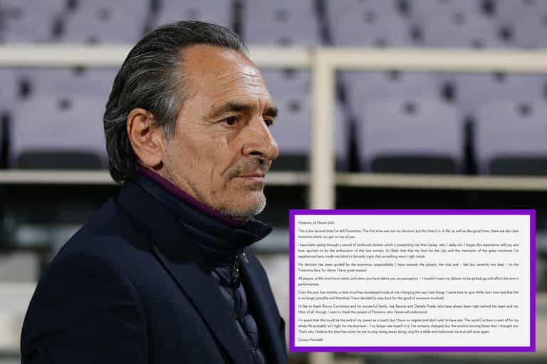 Cesare Prandelli steps down as Fiorentina boss due to personal distress Cesare Prandelli steps down as Fiorentina boss due to personal distress