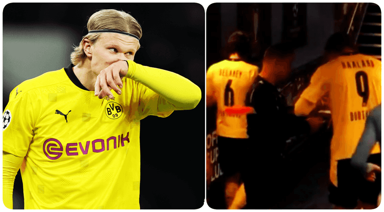 Even match officials fawning over Erling Haaland as linesman gets his autograph Even match officials fawning over Erling Haaland as linesman gets his autograph