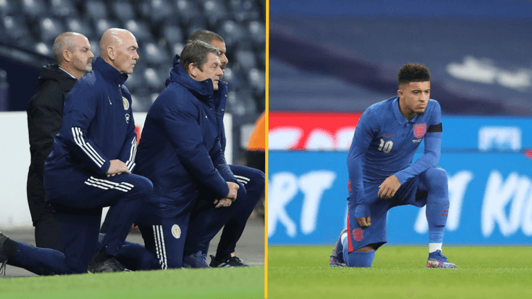 Scotland join England in taking the knee for their Euro 2020 match Scotland join England in taking the knee for their Euro 2020 match