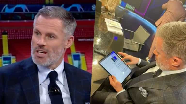Jamie Carragher caught using Google to find out who his pundit colleague was Jamie Carragher caught using Google to find out who his pundit colleague was