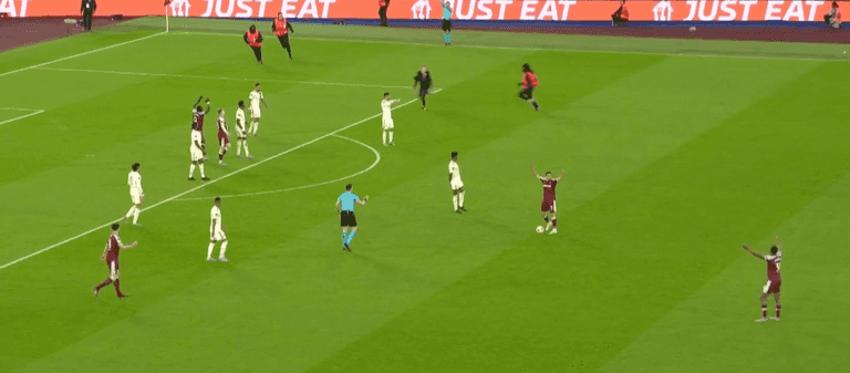 Pitch invader stops West Ham attack during Europa League clash vs Lyon Pitch invader stops West Ham attack during Europa League clash vs Lyon