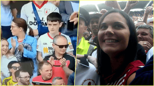 Armagh and Tyrone fans applaud the memory of Michaela McAreavey on 27th minute Armagh and Tyrone fans applaud the memory of Michaela McAreavey on 27th minute