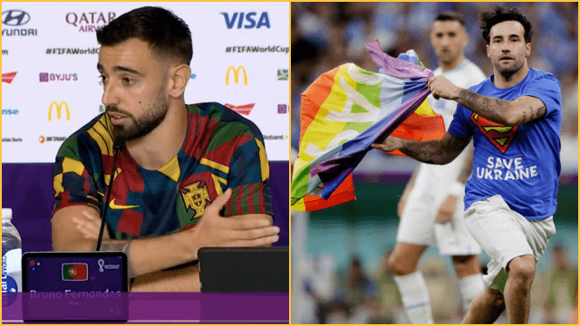 Bruno Fernandes and Ruben Neves speak about World Cup pitch invader Bruno Fernandes and Ruben Neves speak about World Cup pitch invader