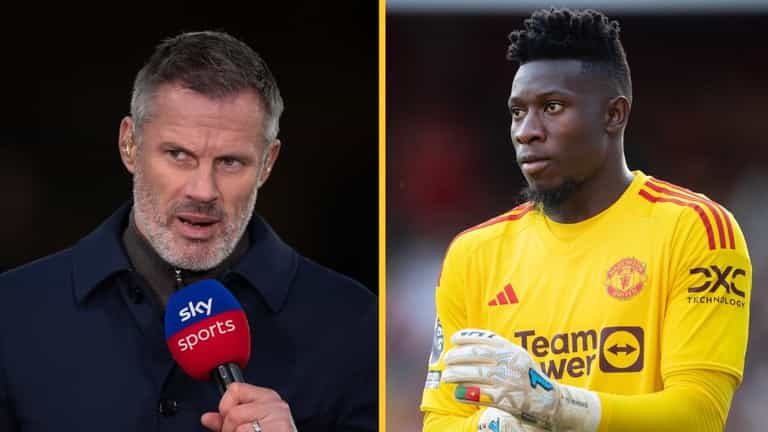 Jamie Carragher’s criticism of Andre Onana backed up by worrying statistic Jamie Carragher’s criticism of Andre Onana backed up by worrying statistic
