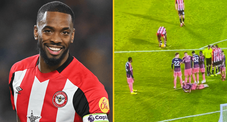 Ivan Toney gets team-mate to distract ref as he moves foam and ball before free-kick Ivan Toney gets team-mate to distract ref as he moves foam and ball before free-kick