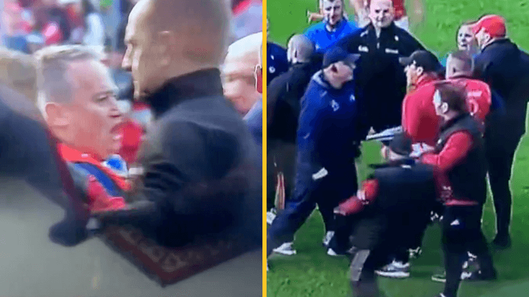 Limerick & Cork backroom teams involved in pitch scuffle at half-time Limerick & Cork backroom teams involved in pitch scuffle at half-time