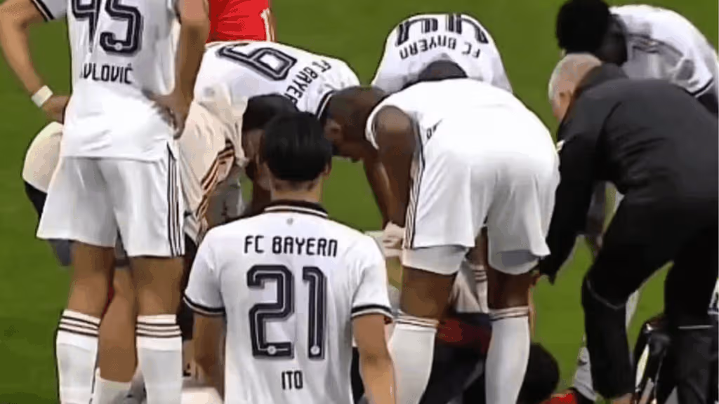 Musiala collapses for the second game in a row as he has to leave pitch again