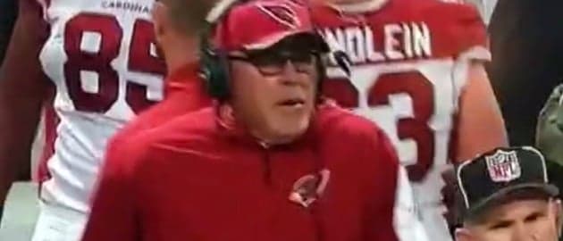 VINE: Bruce Arians chances his arm by telling referee that his challenge flag fell out of his pocket VINE: Bruce Arians chances his arm by telling referee that his challenge flag fell out of his pocket