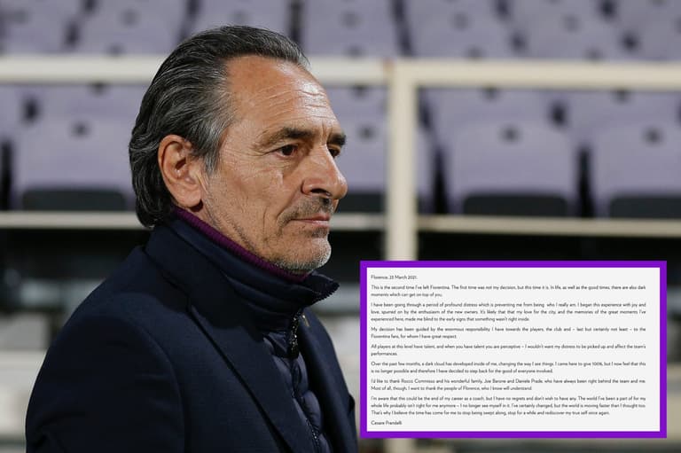Cesare Prandelli steps down as Fiorentina boss due to personal distress Cesare Prandelli steps down as Fiorentina boss due to personal distress